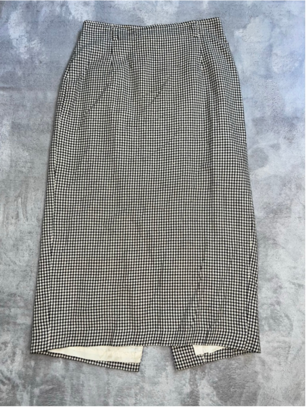 Vintage Silk Blend Gingham Midi Skirt, Size 14